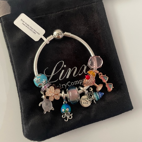 Linx Snake Chain Bracelet with Beach and Ocean Themed Charms